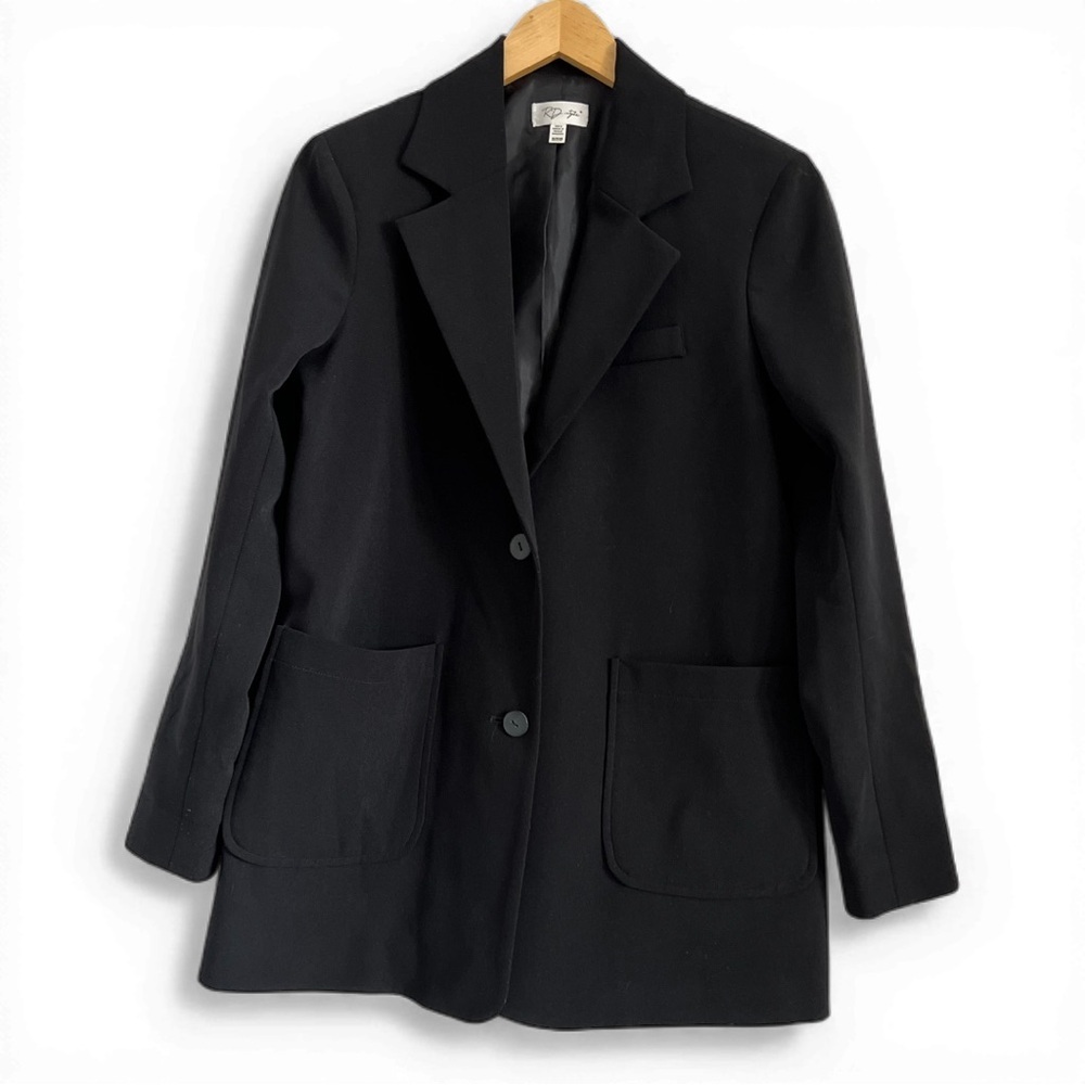 RD Style Black Single Breasted Blazer XS Tailored Career Minimalist Jacket